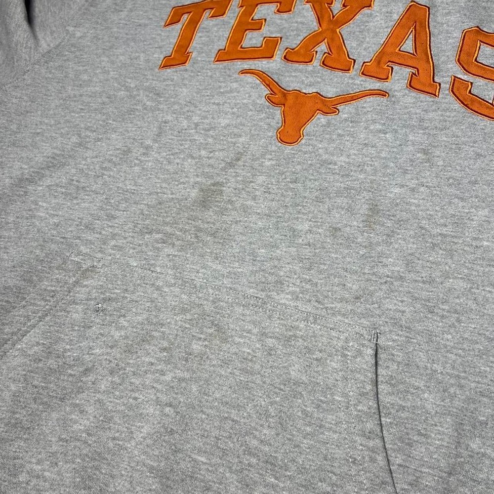 Gray Texas Longhorns hoodie with orange 'TEXAS' embroidered text - Picture 5 of 8